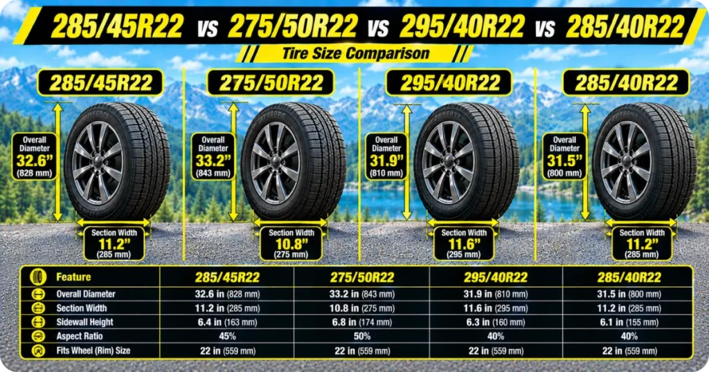 285-45r22-vs-27550r22-vs-295-40r22-vs-285-40r22-tire-size-comparison